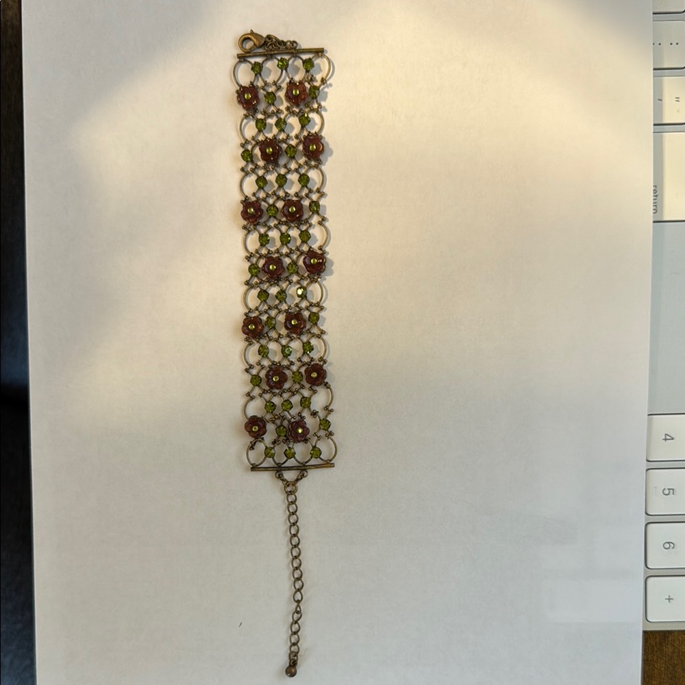 Gold and Red Victorian-Inspired Bracelet